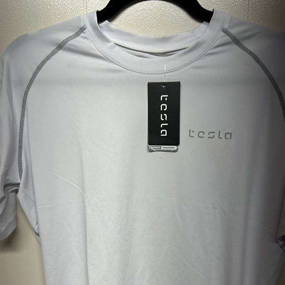 Tesla Compression Sports White Short Sleeve Tee - Picture 2 of 8